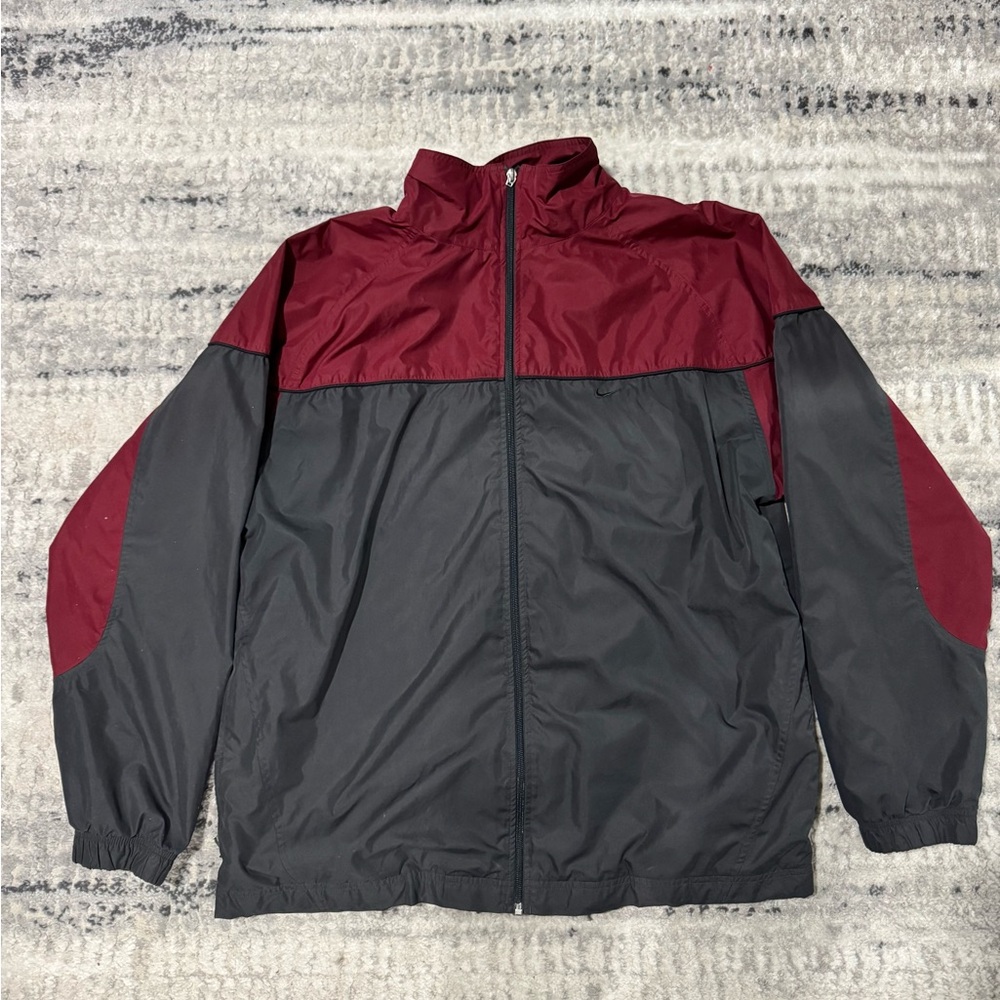 Vintage Y2K Nike Red & Gray Color Block Full Zip Windbreaker Jacket